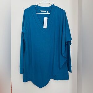 Soft Surroundings Teal Long Sleeve V-Neck Top